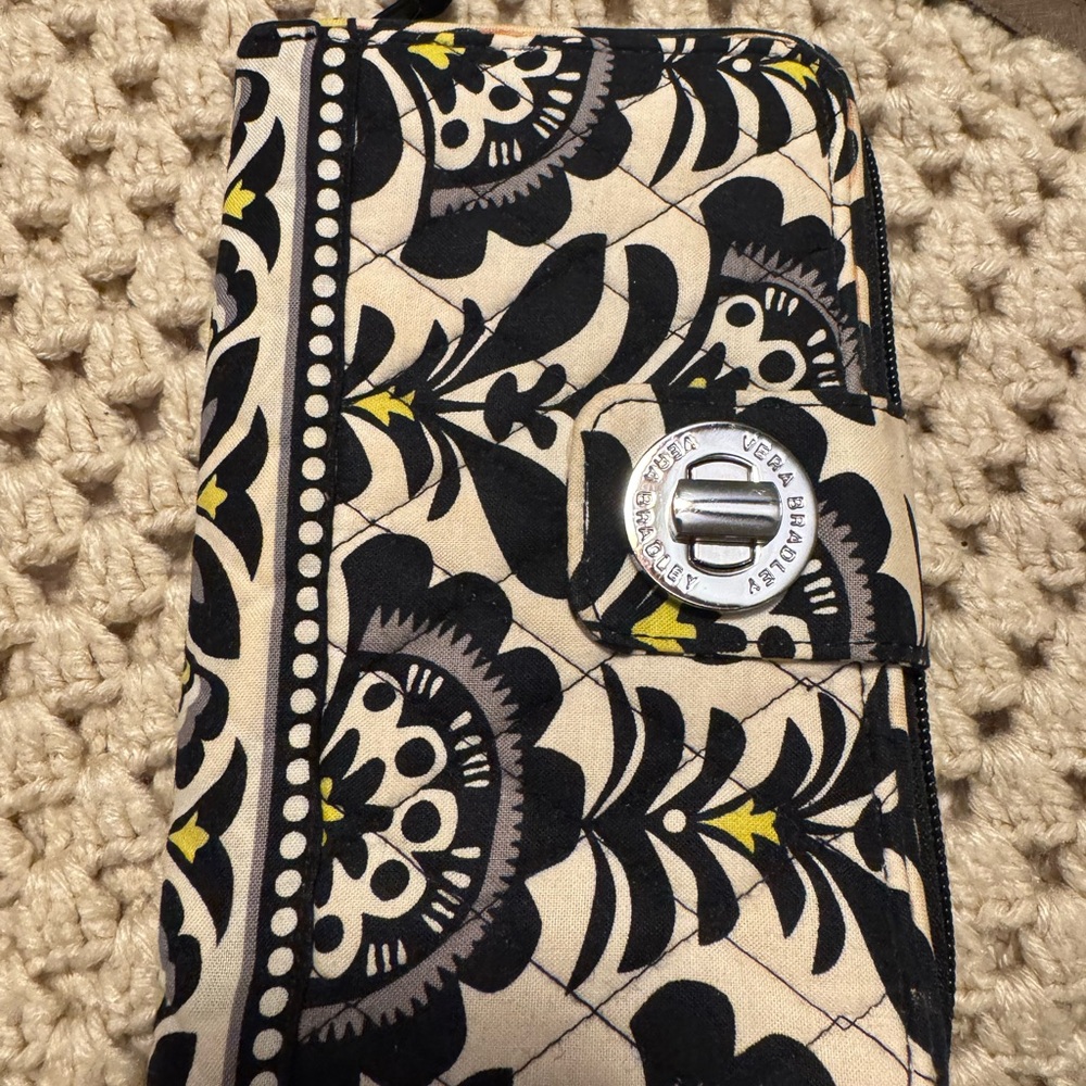 Vera Bradley Black and Yellow Floral Wallet
